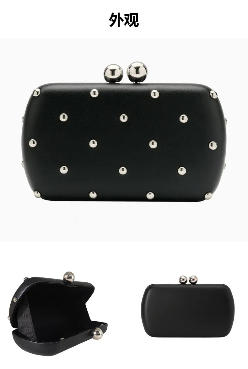 Studded Kiss-Lock Clutch Bag