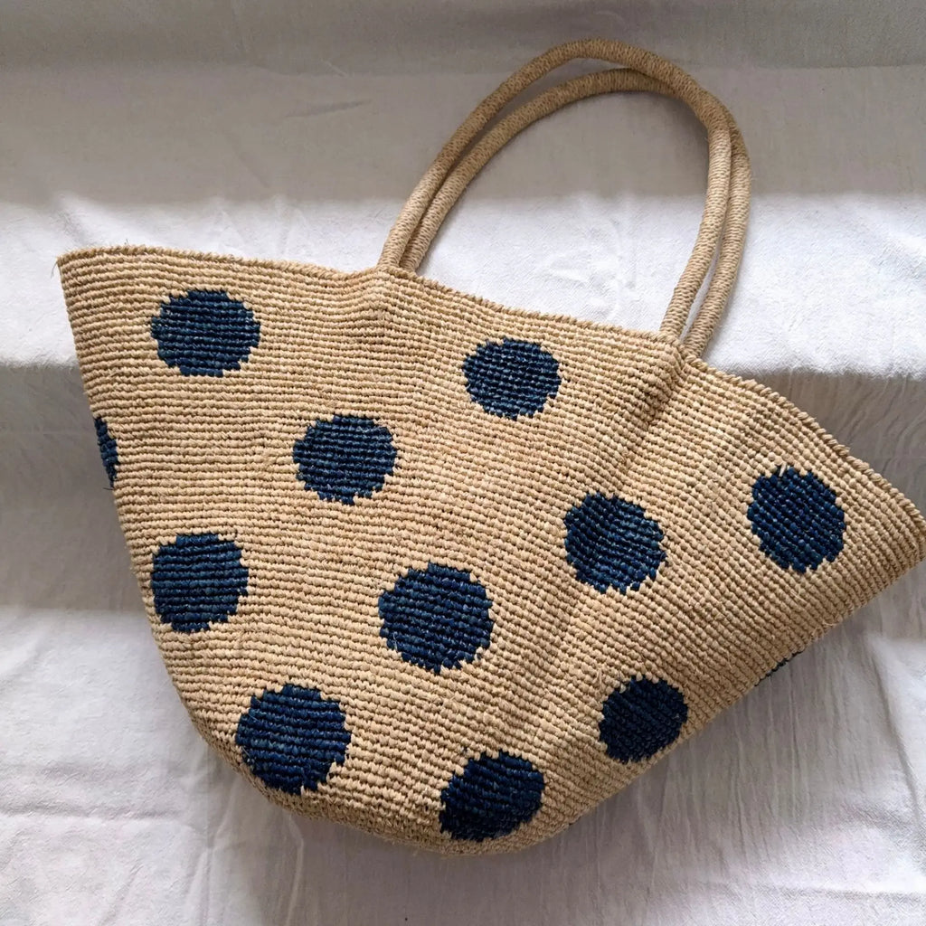 Woven Polka-Dot Tote Bag