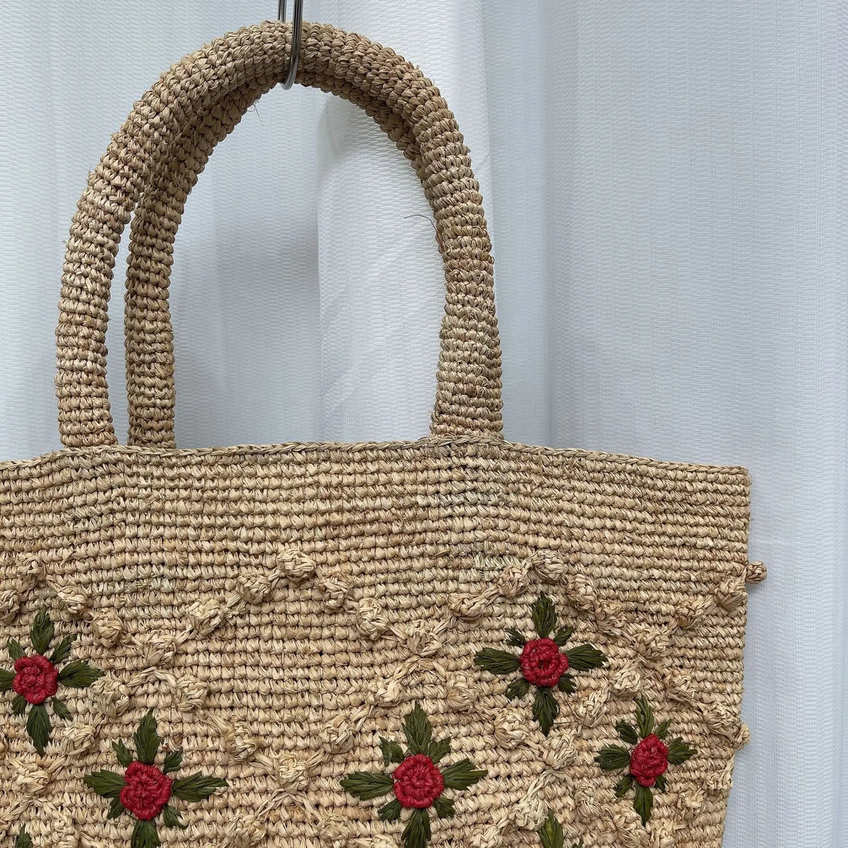 Floral Woven Tote Bag