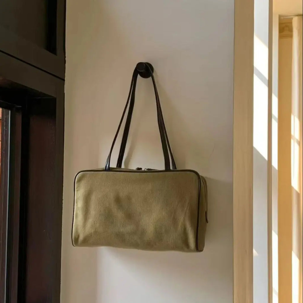 Contrast Trim Rectangular Tote