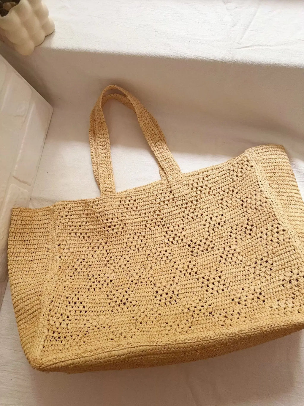 Wide Woven Tote Bag