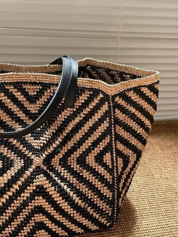 Geometric Woven Tote Bag
