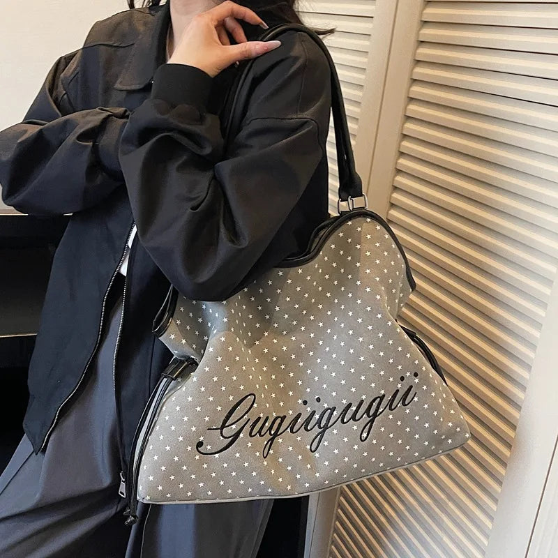Curved-Top Drawstring Tote Bag