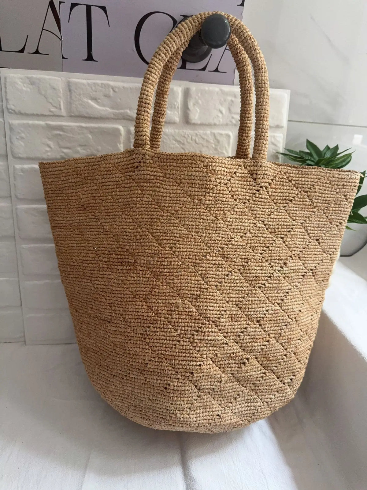 Textured Woven Shoulder Tote