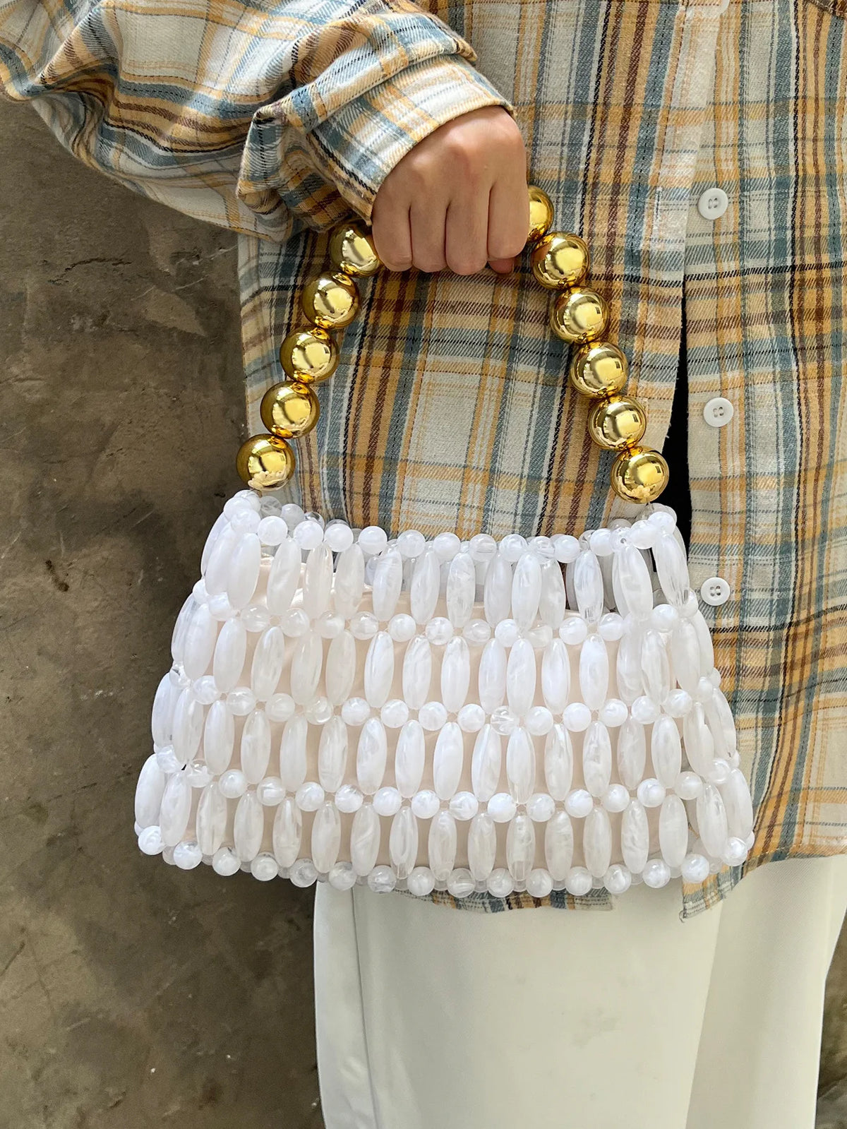 Beaded Handle Handbag