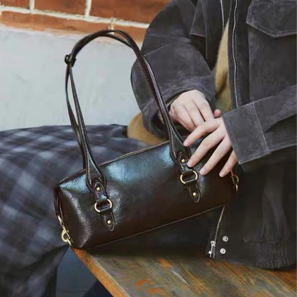 Chain-Trim Rectangular Shoulder Bag