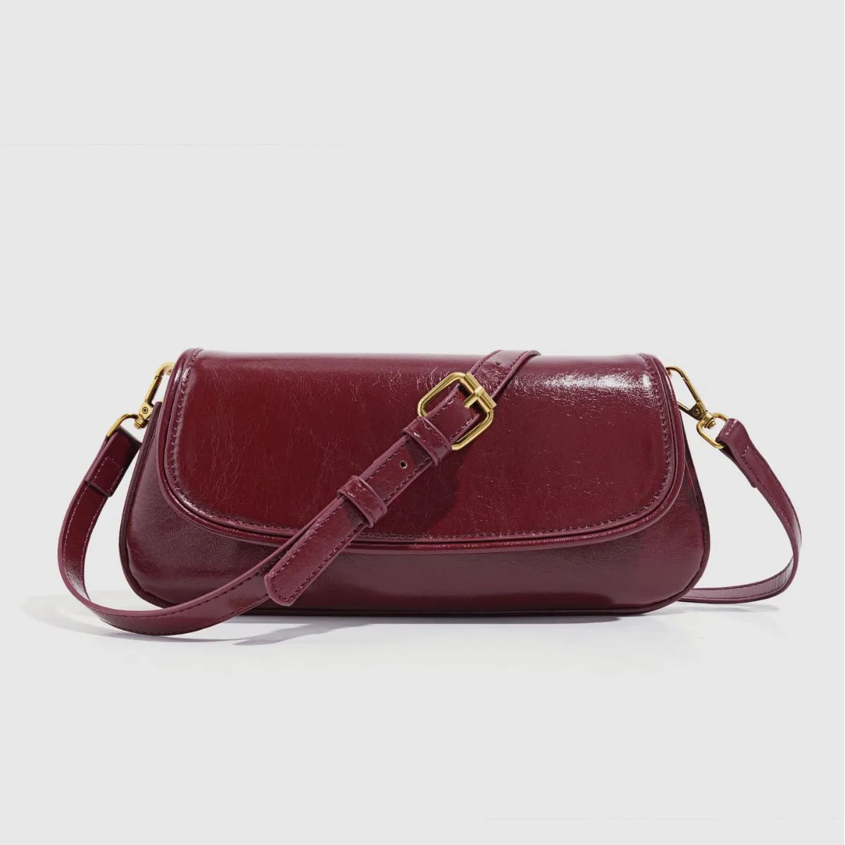 Glossy Flap Shoulder Bag