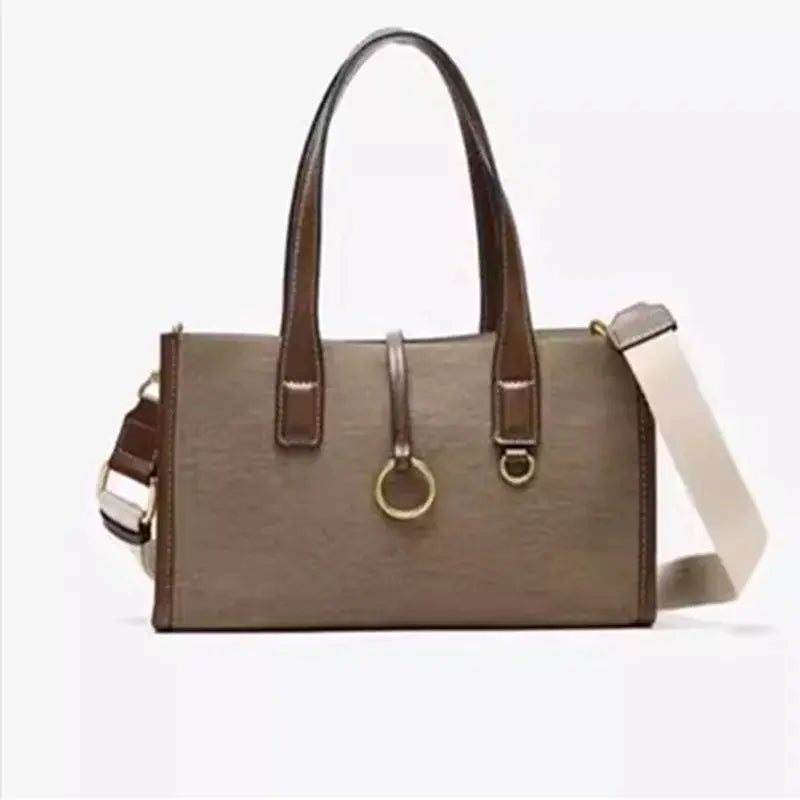 Ring-Detail Top-Handle Bag