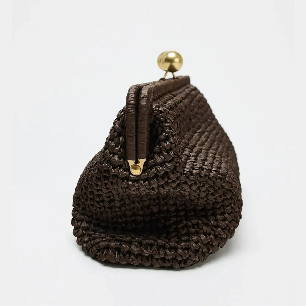 Woven Kiss-Lock Clutch