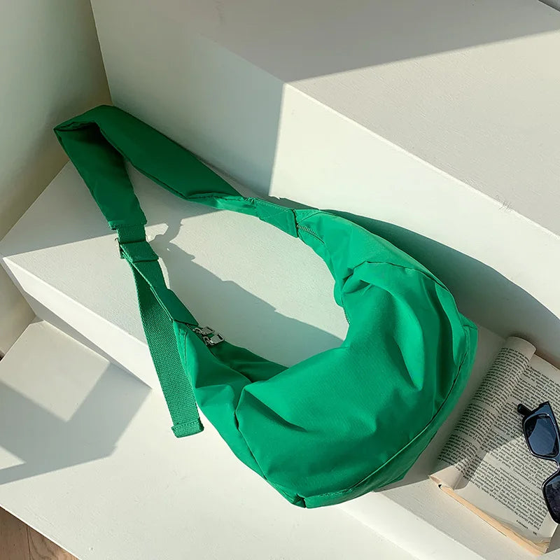 Ruched Crescent Shoulder Bag