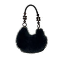 Beaded Handle Plush Handbag