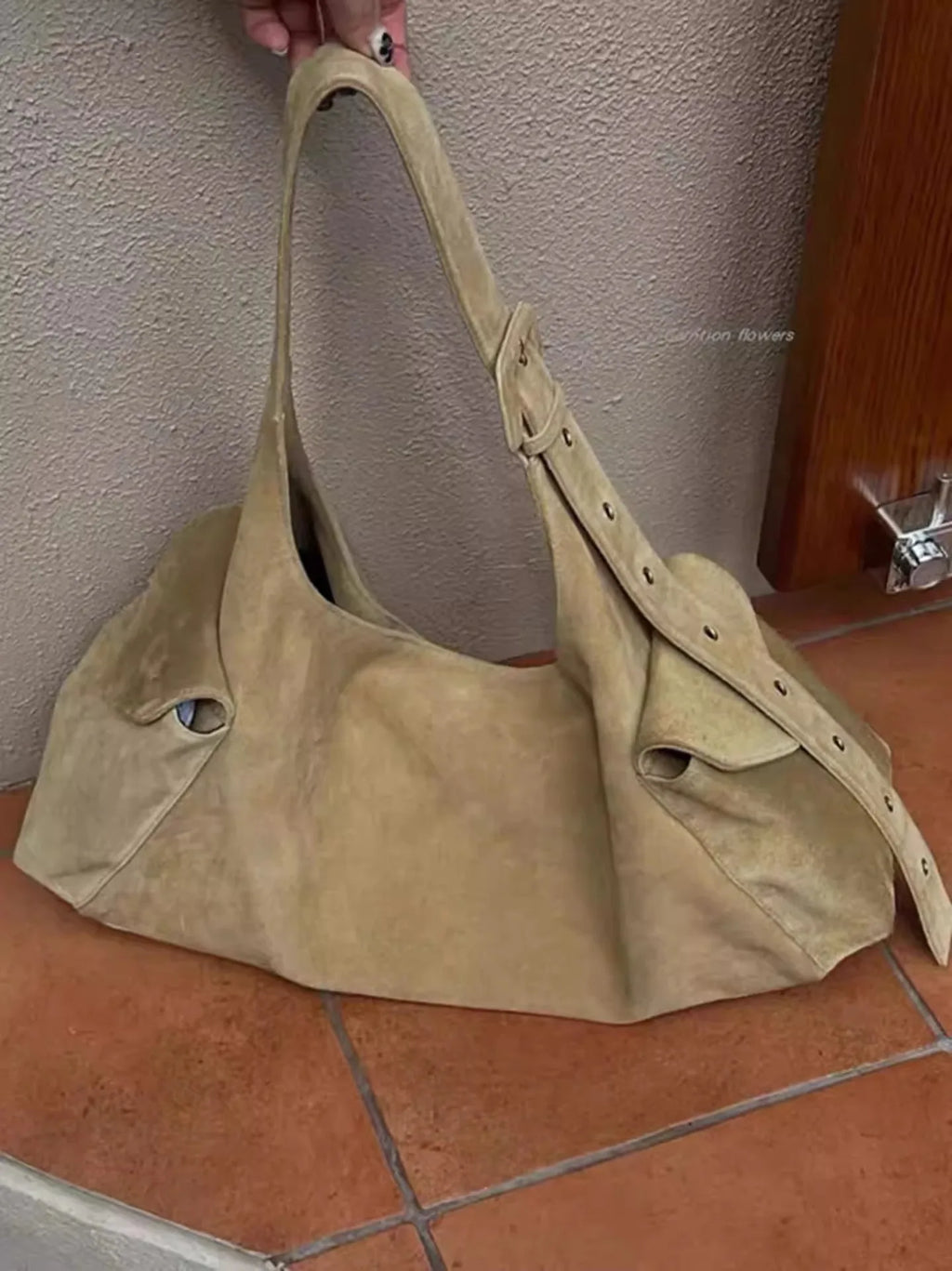 Grommet-Strap Hobo Bag