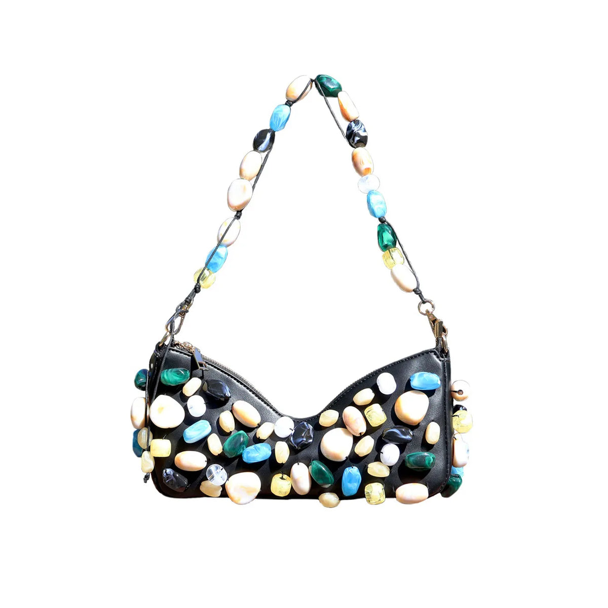 Oval-Embellished Shoulder Bag