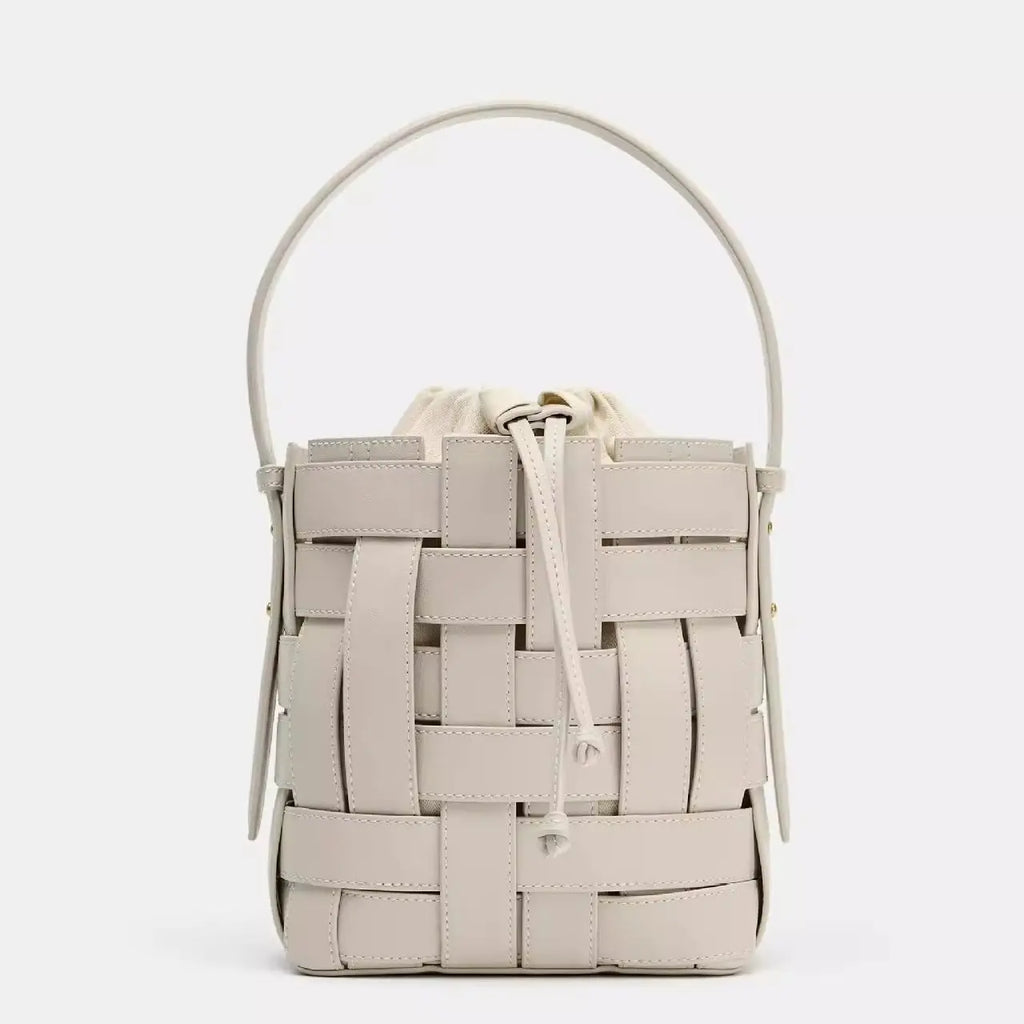 Wide-Weave Bucket Handbag