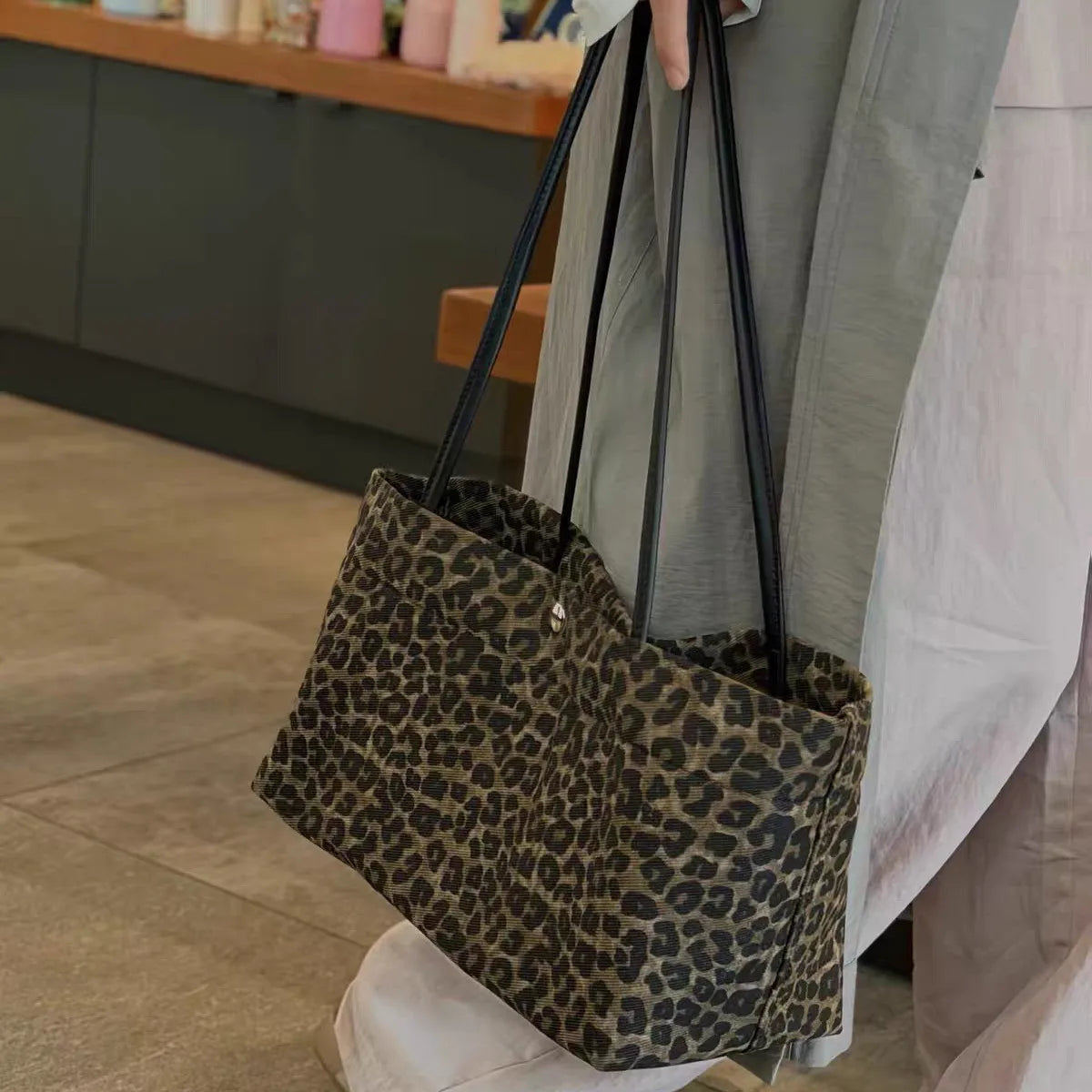 Leopard-Print Shoulder Tote