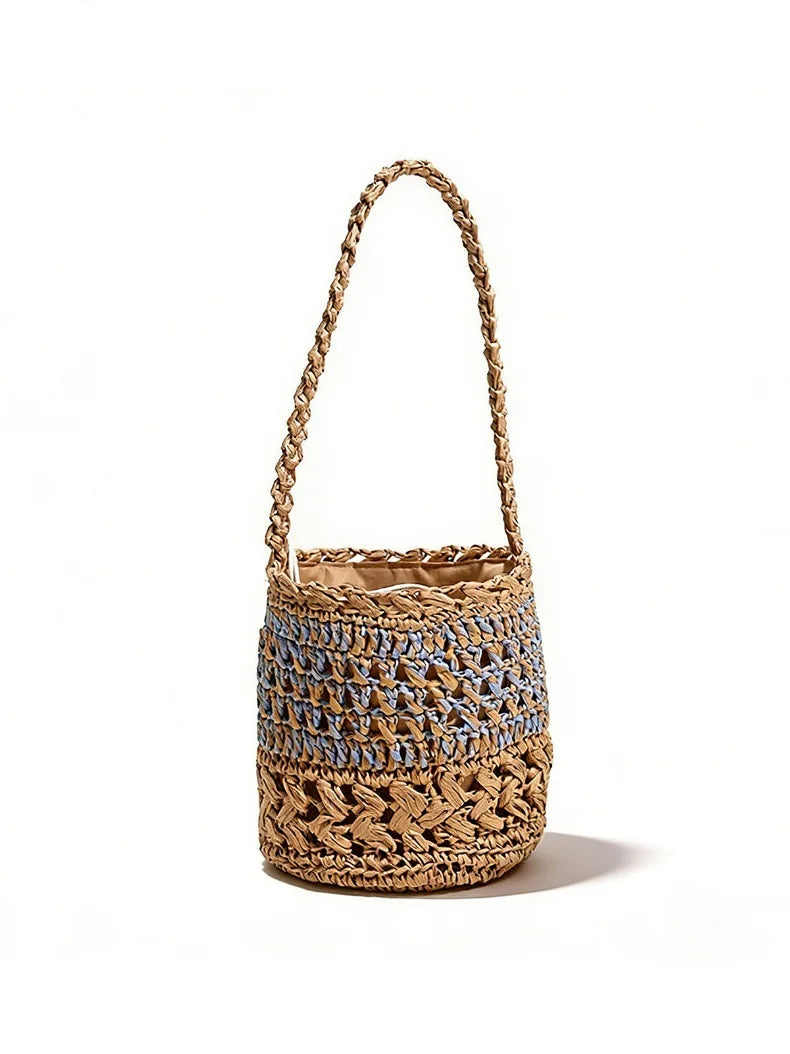 Openwork Woven Bucket Bag