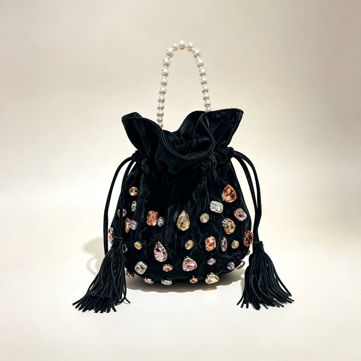 Embellished Drawstring Bucket Bag