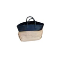 Contrast-Panel Woven Tote Bag