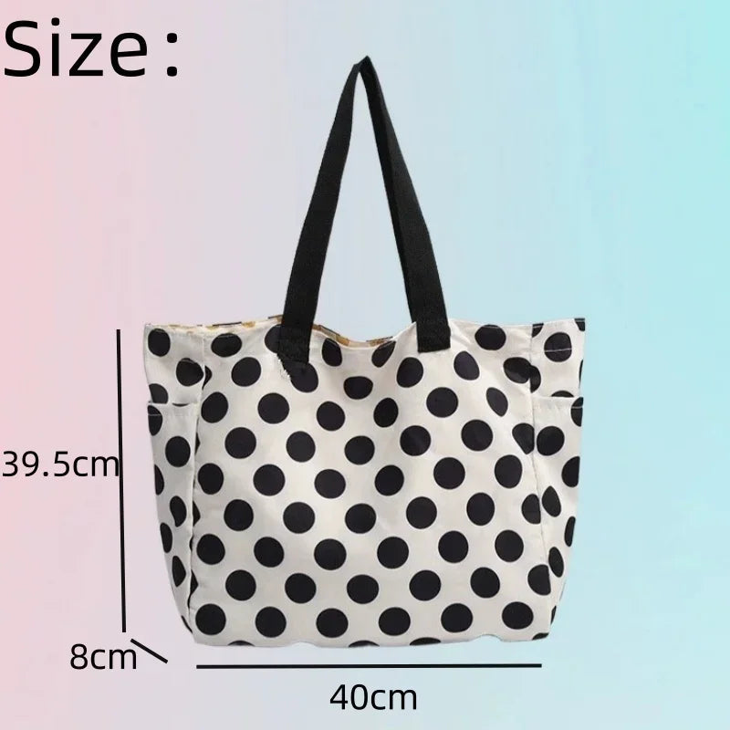 Polka-Dot Shoulder Tote Bag