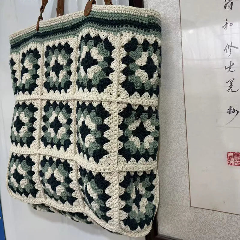 Geometric Woven Tote Bag