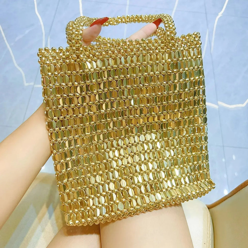 Openwork Beaded Tote Bag