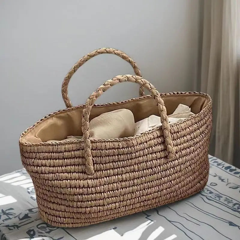 Rectangular Woven Basket Handbag