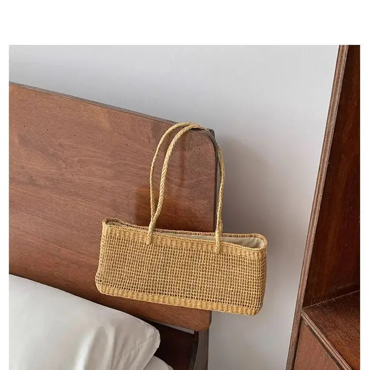 Open-Weave Rectangular Tote Bag