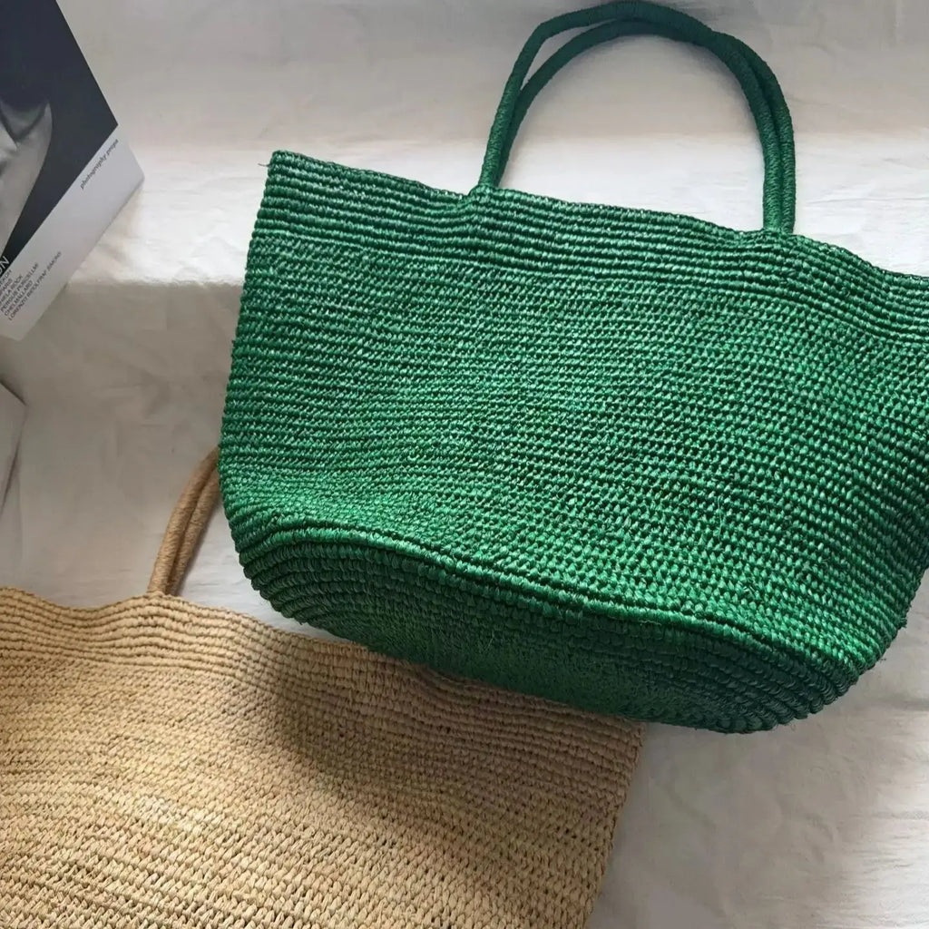 Woven Round-Bottom Tote Bag
