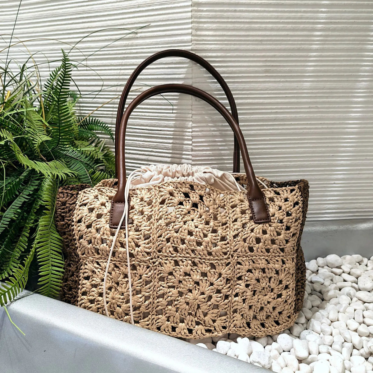 Openwork Woven Handbag