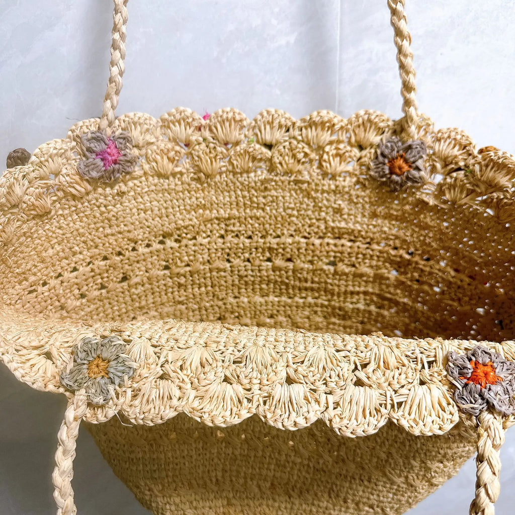 Floral Woven Tote Bag