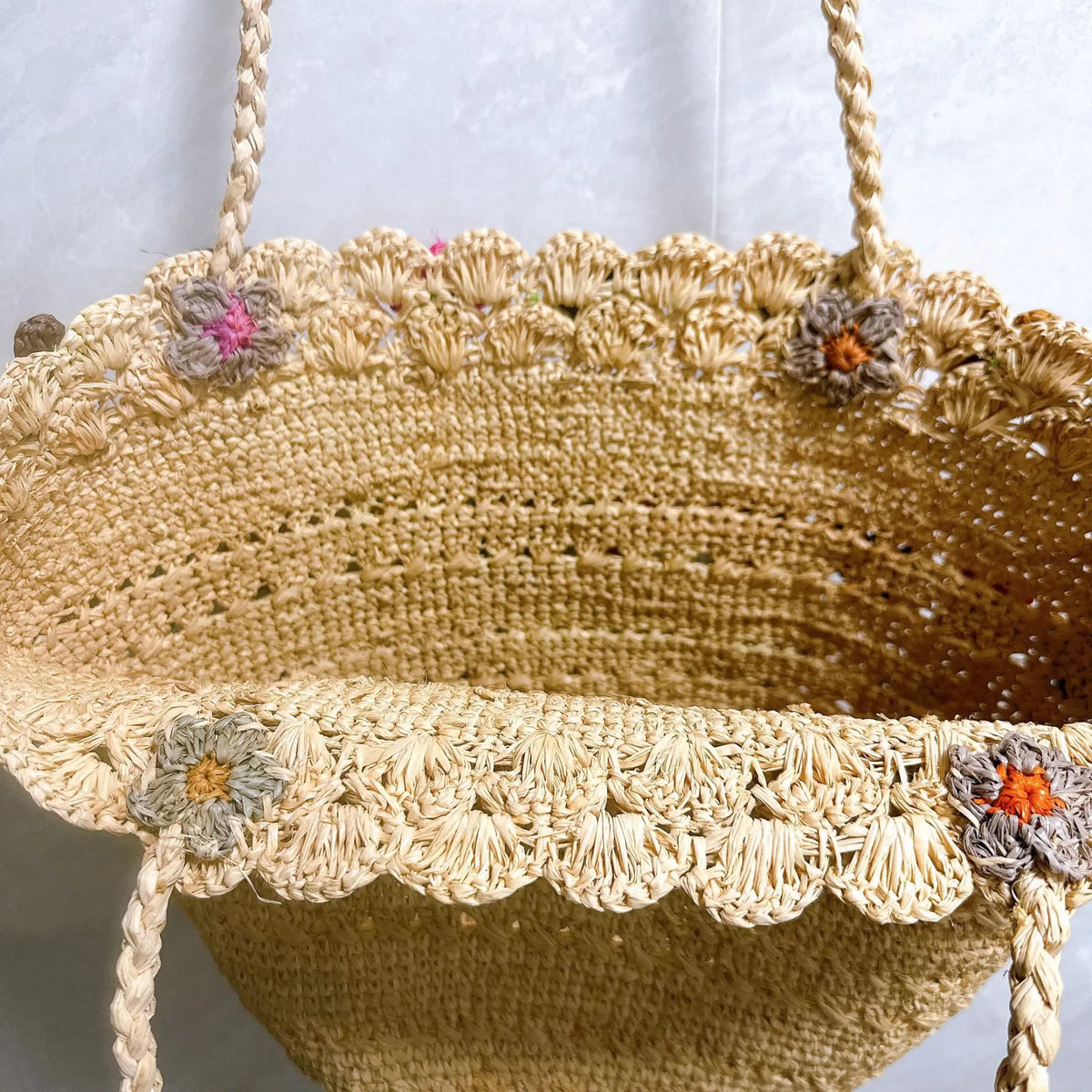 Floral Woven Tote Bag