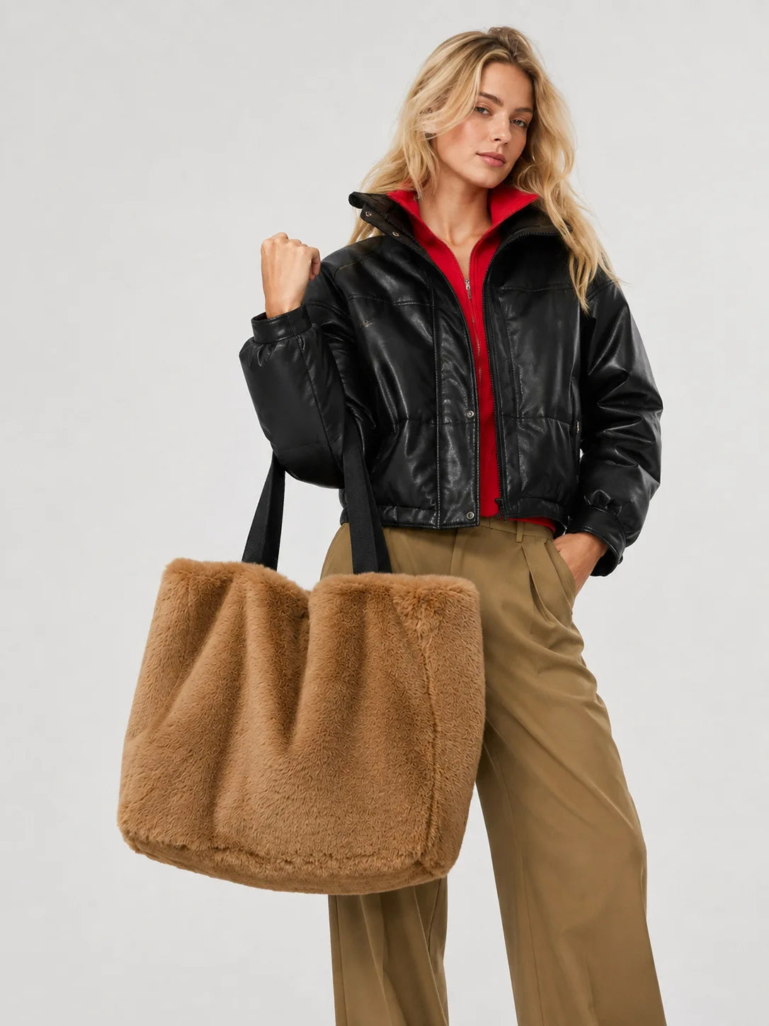 Plush Shoulder Tote Bag
