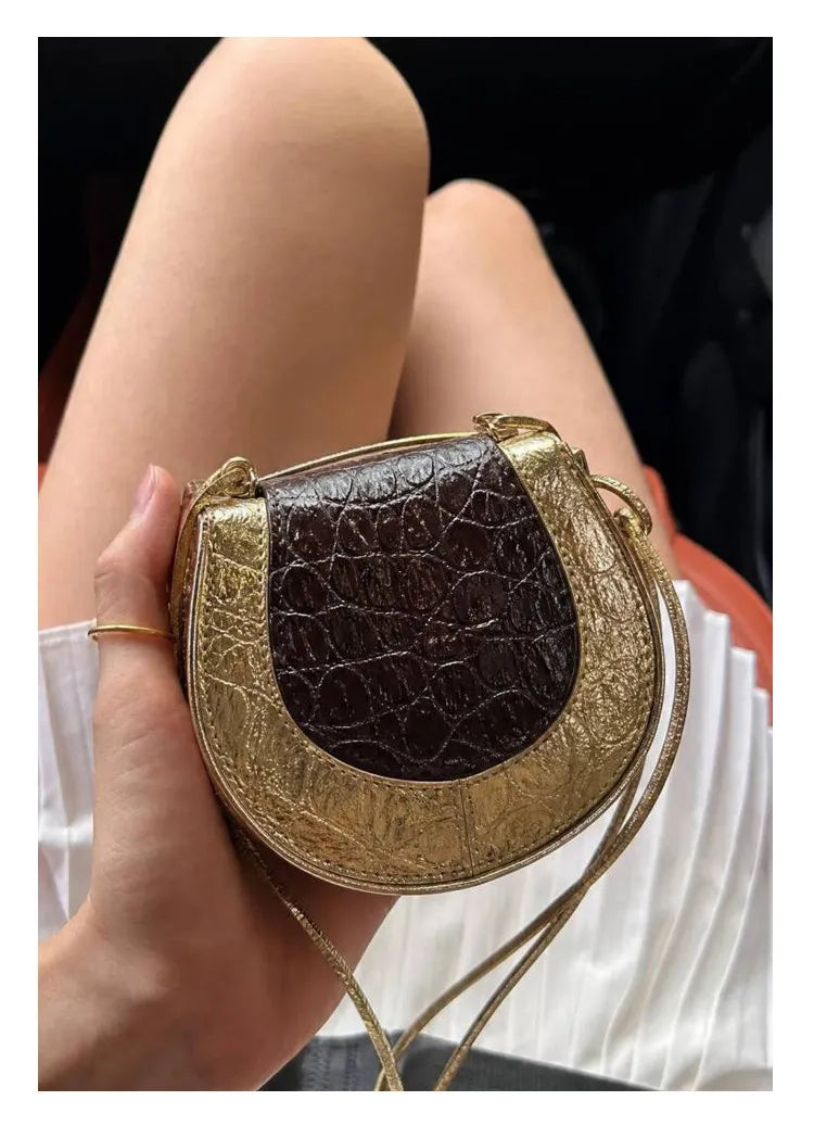 Embossed Crescent Crossbody Bag