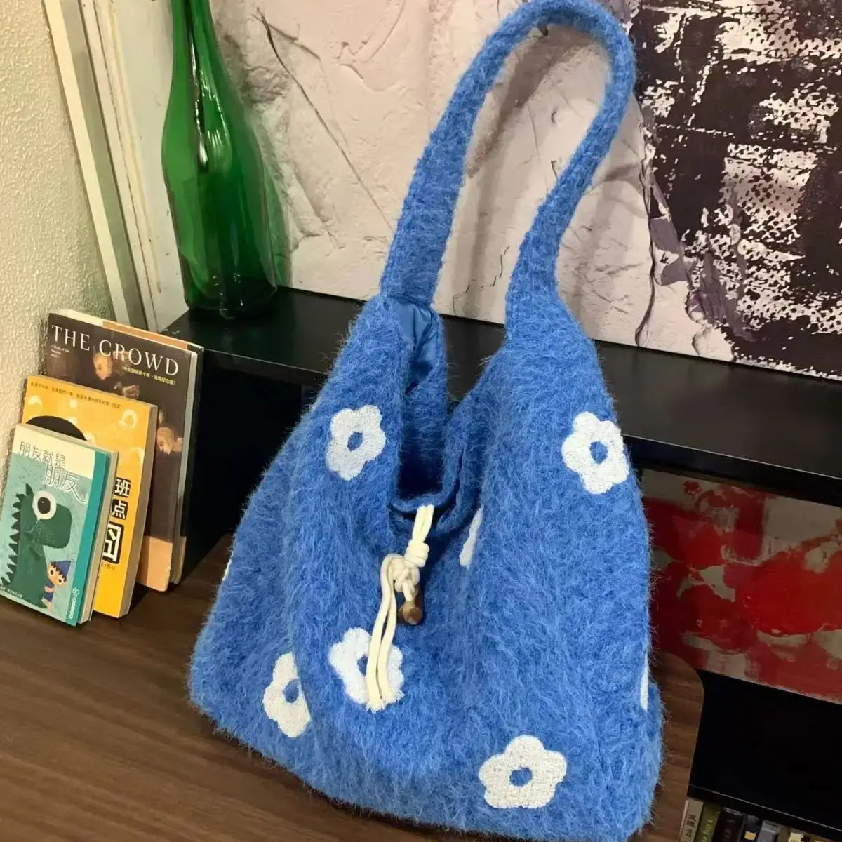 Floral Plush Shoulder Bag