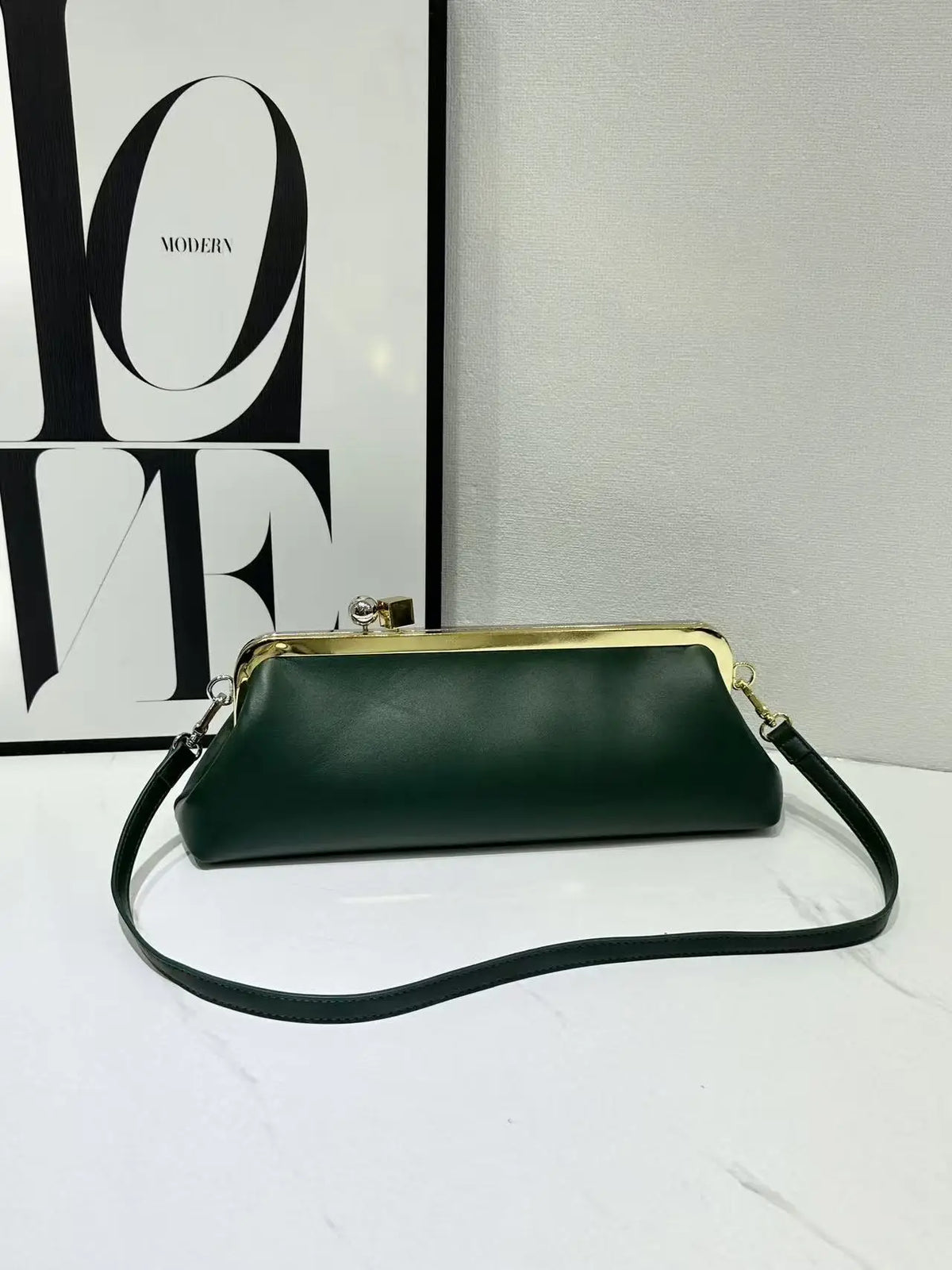 Croc-Embossed Frame Shoulder Bag