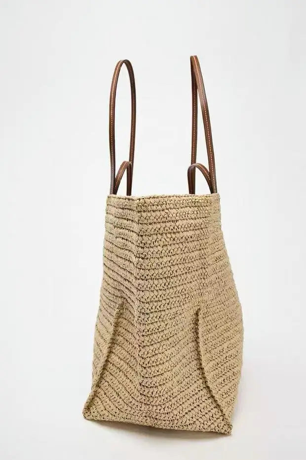 Woven Double-Handle Tote Bag