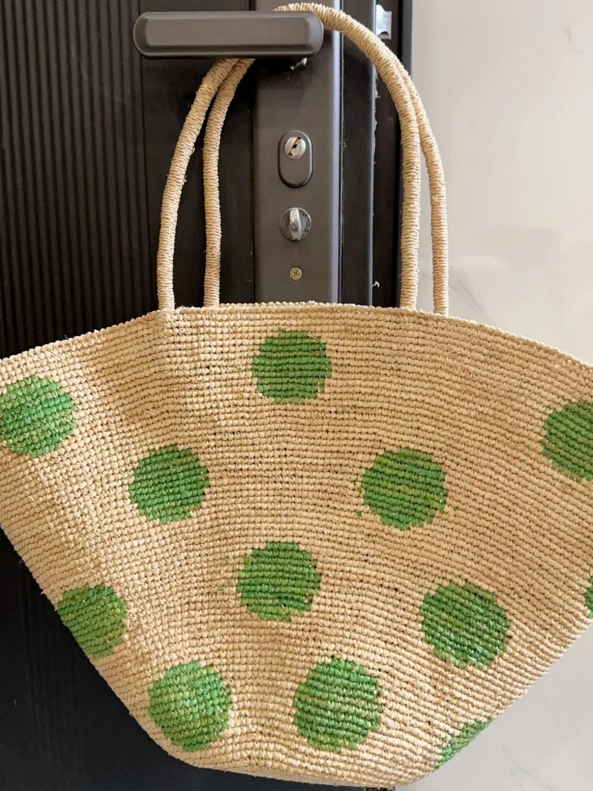 Woven Polka-Dot Tote Bag