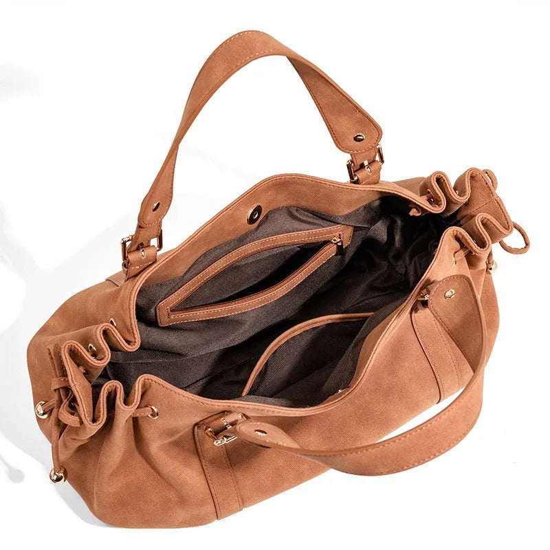 Gathered Buckle Shoulder Bag