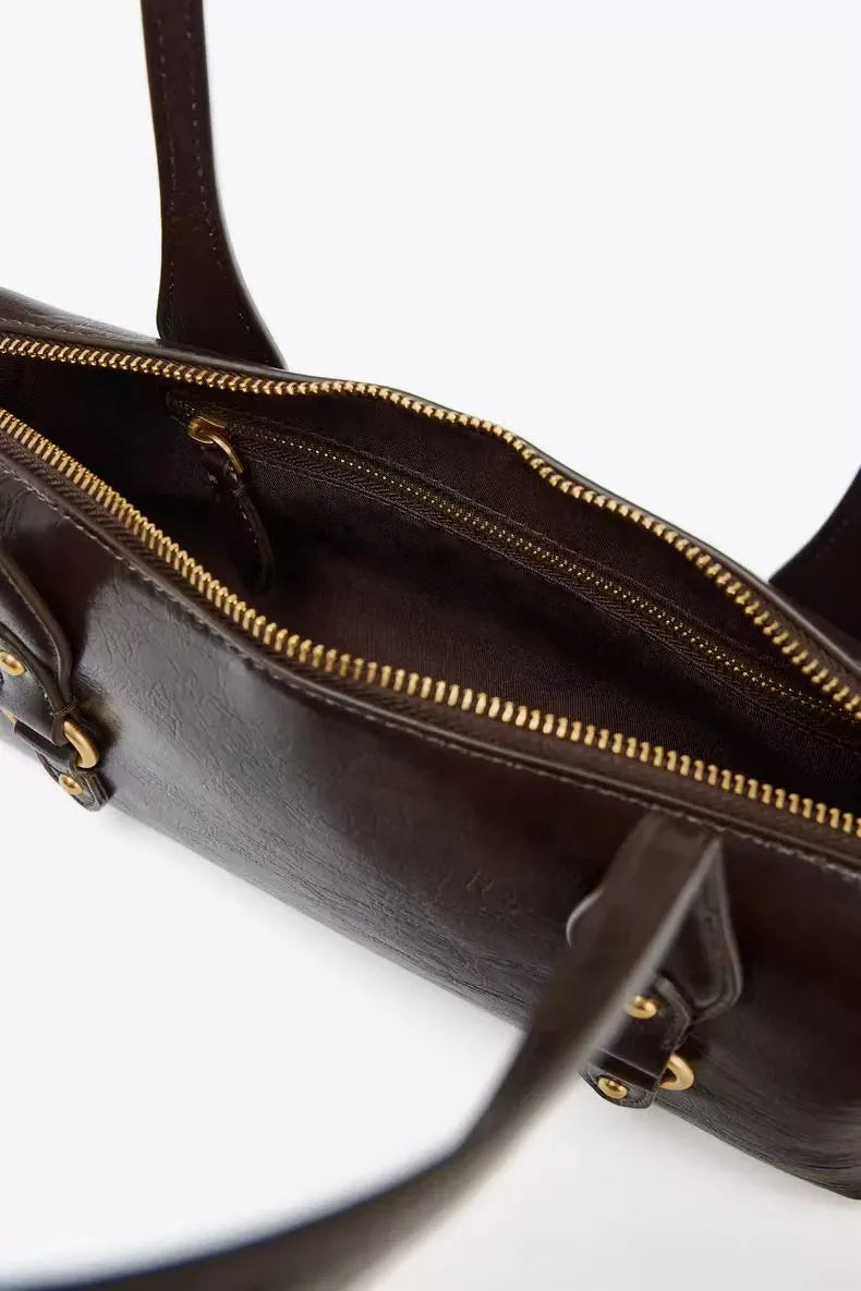 Chain-Trim Rectangular Shoulder Bag