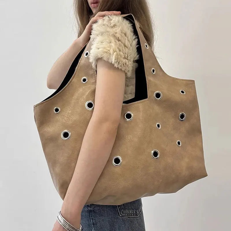 Eyelet Shoulder Tote Bag
