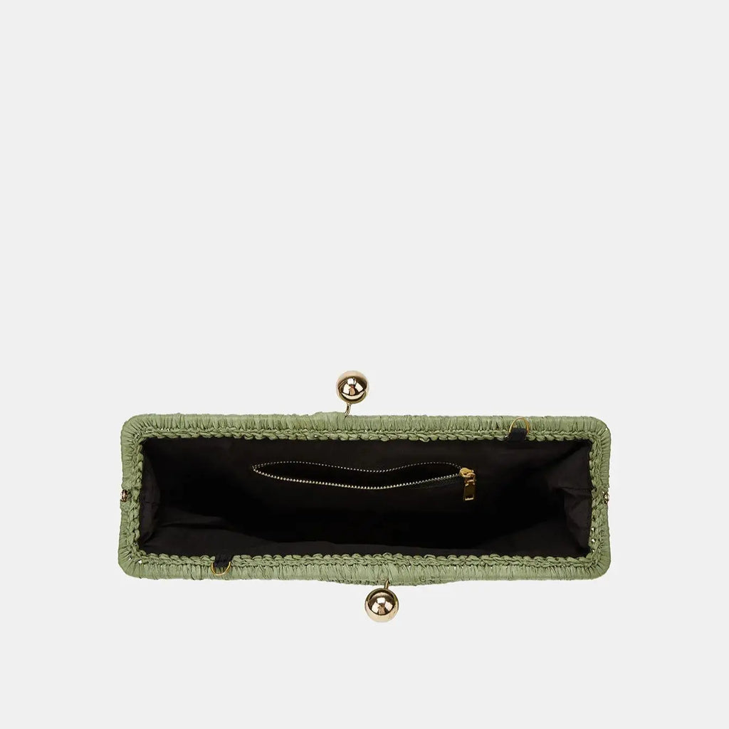 Woven Kiss-Lock Chain Bag
