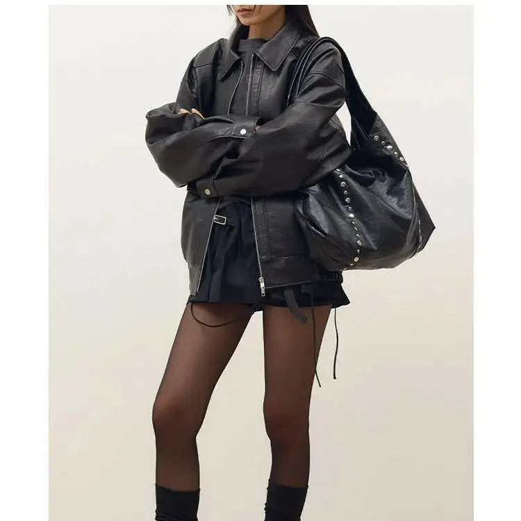 Studded Slouchy Shoulder Bag