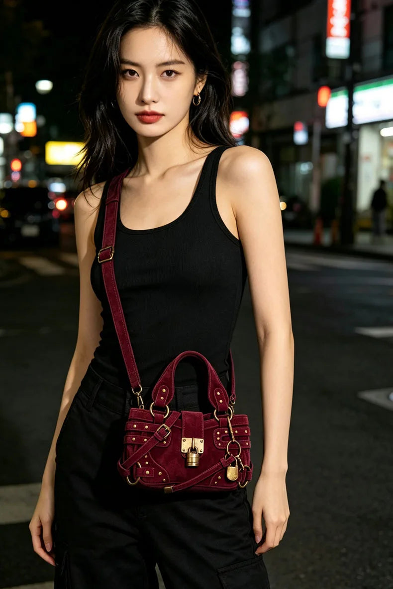 Studded Lock Top-Handle Bag