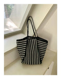Striped Woven Tote Bag