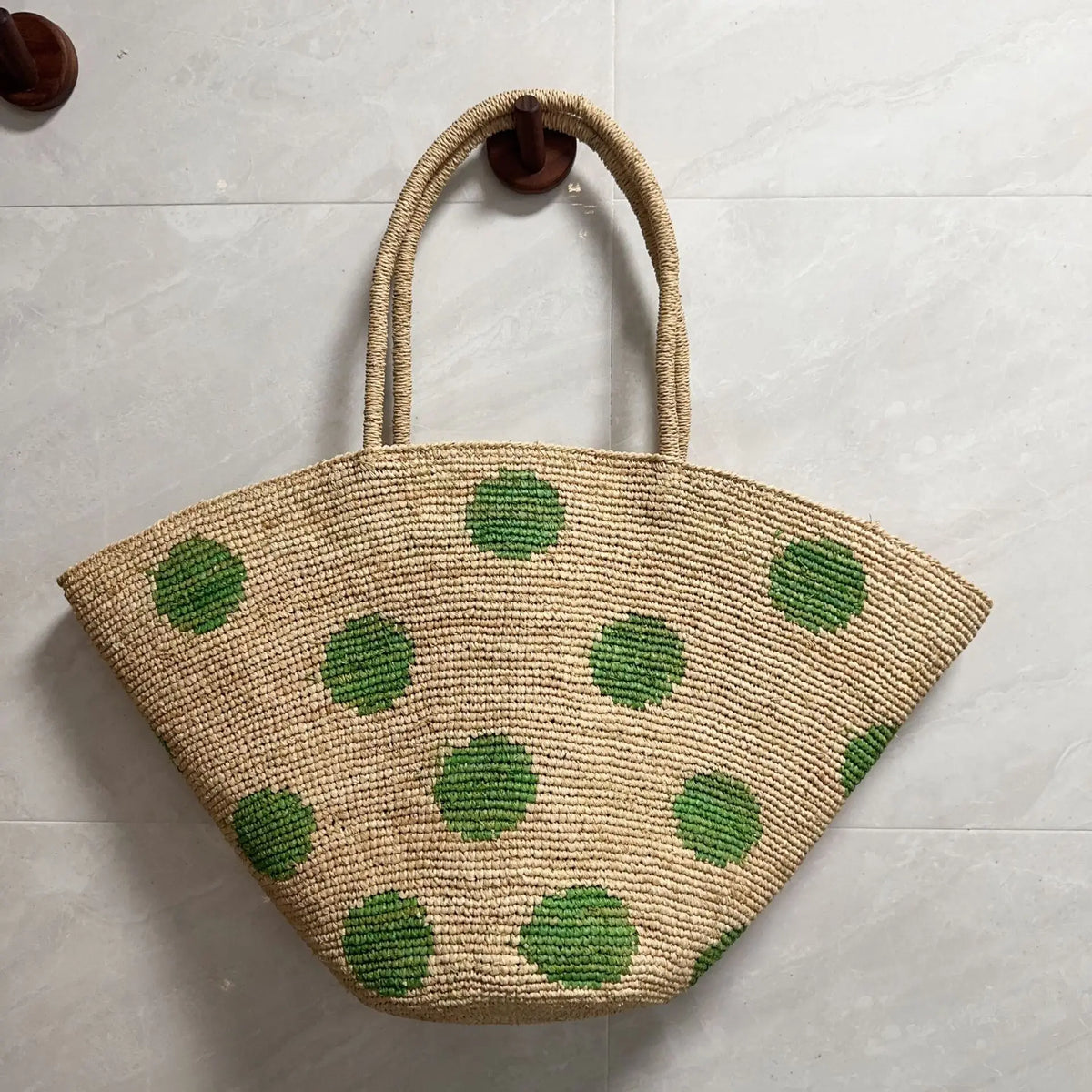 Woven Polka-Dot Tote Bag