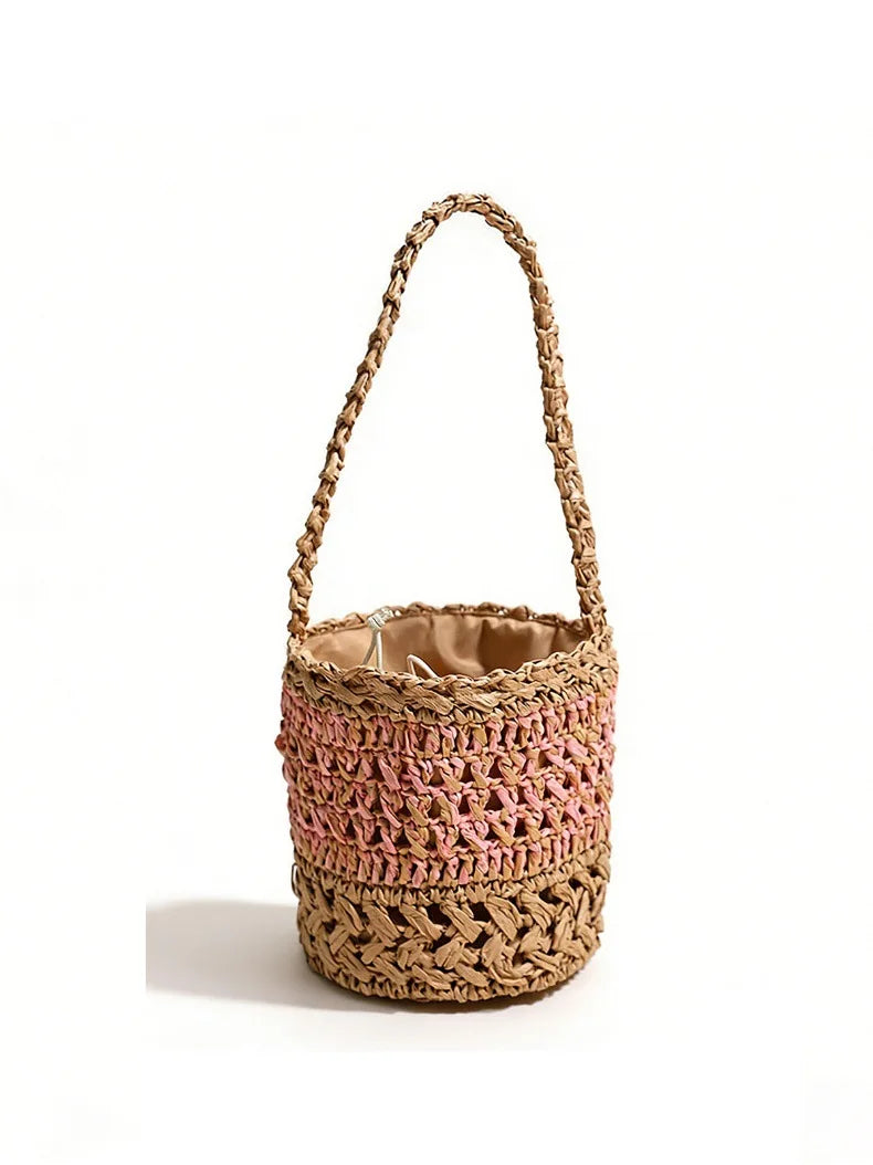 Openwork Woven Bucket Bag