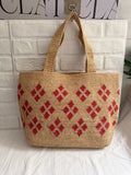 Diamond-Pattern Woven Tote
