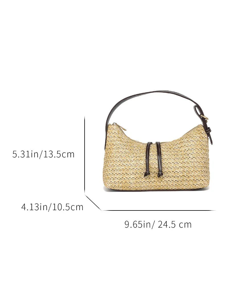 Woven Crescent Crossbody Bag