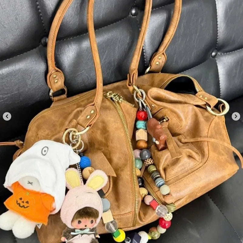 Double-Handle Pocket Shoulder Bag