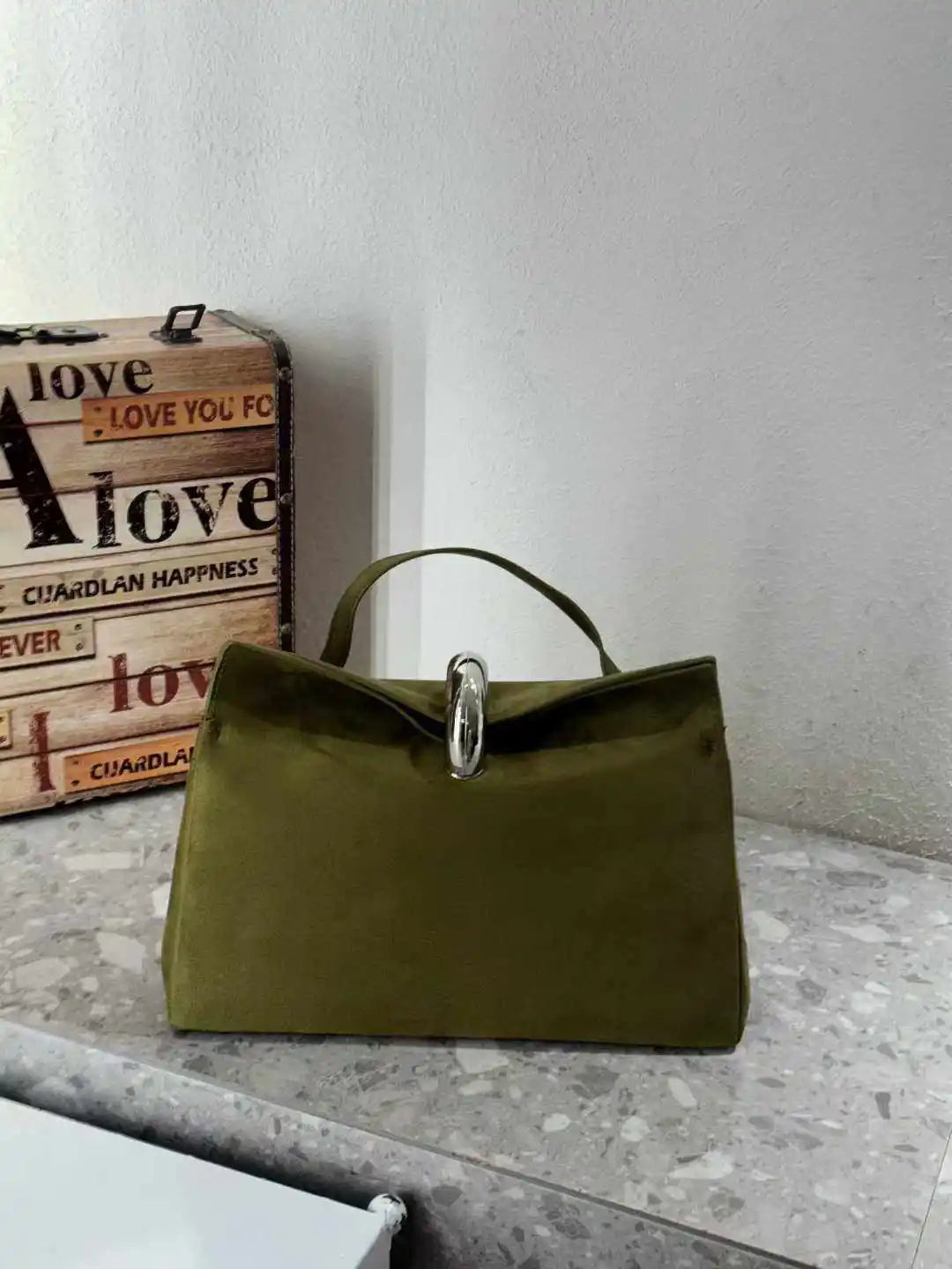 Clasp Top-Handle Bag